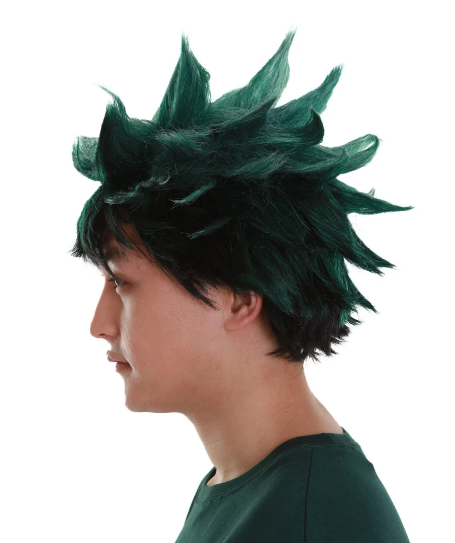 BC Adult Men's Dark Green Color Spiked Cosplay Wig 3 BC Adult Men's Dark Green Color Spiked Cosplay Wig