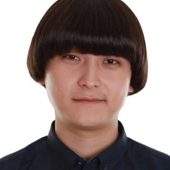 BC Adult Men's Dark Brown Color Straight Retro Bowl Wig