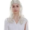 BC Women's Snow White Color Curly Medium Length Pinned Up Trendy Wig