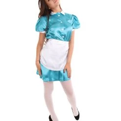 HPO Adult Women's French Apron Maid Uniform Costume | Aqua Blue Cosplay Costume