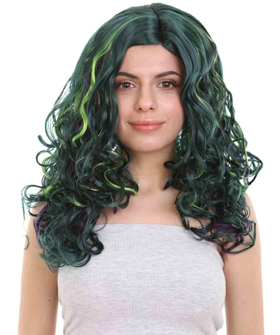 HPO Women's Green Wicked Witch Womens Wig | Horror Blue Green Two Toned Halloween Wig | Premium Breathable Capless Cap 1 HPO Women's Green Wicked Witch Womens Wig | Horror Blue Green Two Toned Halloween Wig | Premium Breathable Capless Cap