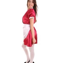 HPO Adult Women's French Apron Maid Uniform Costume | Dark Red Cosplay Costume
