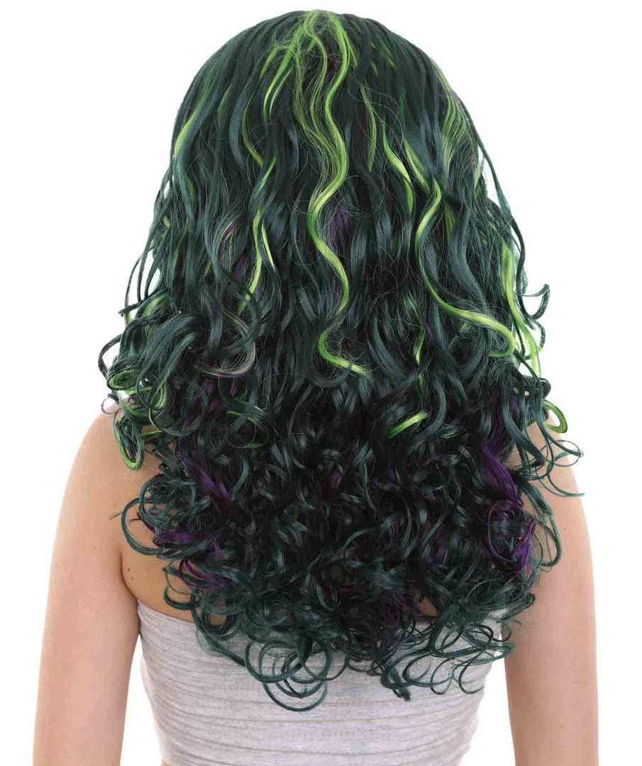 HPO Women's Green Wicked Witch Womens Wig | Horror Blue Green Two Toned Halloween Wig | Premium Breathable Capless Cap 3 HPO Women's Green Wicked Witch Womens Wig | Horror Blue Green Two Toned Halloween Wig | Premium Breathable Capless Cap