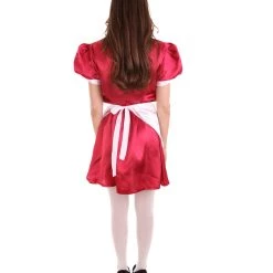 HPO Adult Women's French Apron Maid Uniform Costume | Dark Red Cosplay Costume