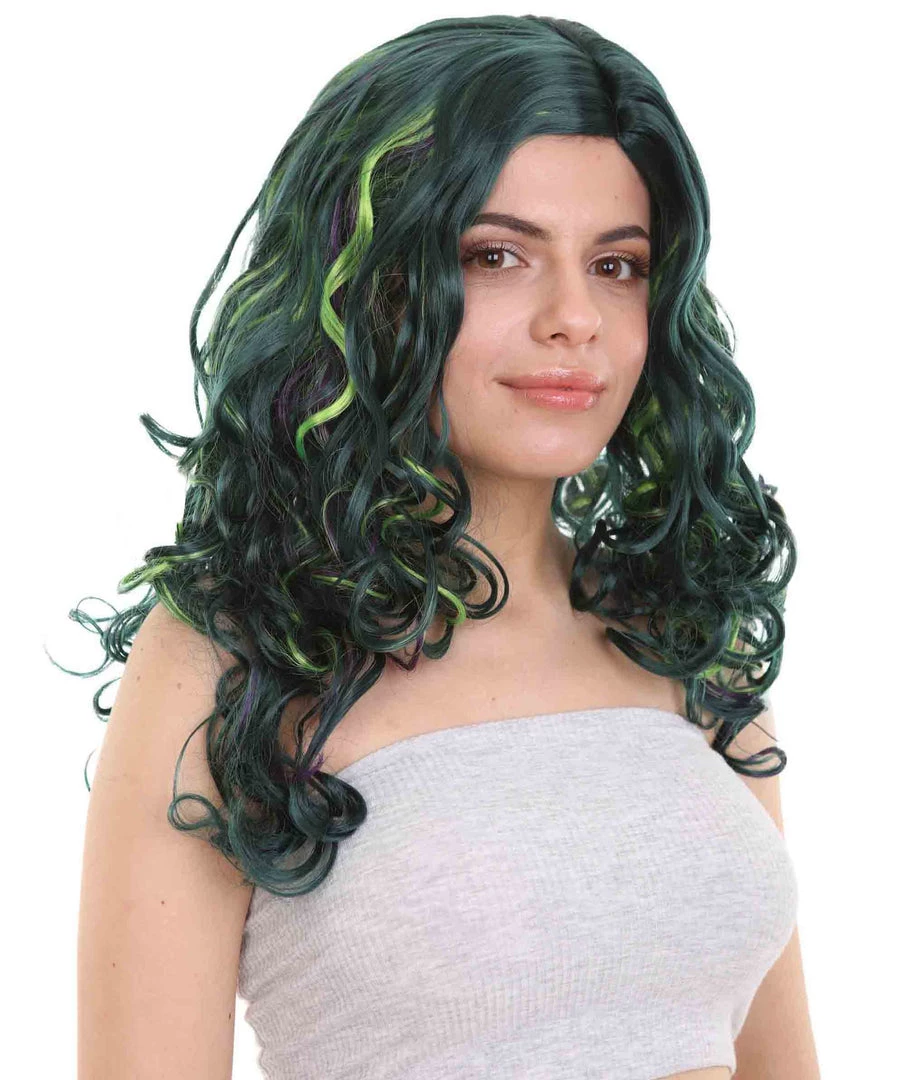 HPO Women's Green Wicked Witch Womens Wig | Horror Blue Green Two Toned Halloween Wig | Premium Breathable Capless Cap 4 HPO Women's Green Wicked Witch Womens Wig | Horror Blue Green Two Toned Halloween Wig | Premium Breathable Capless Cap