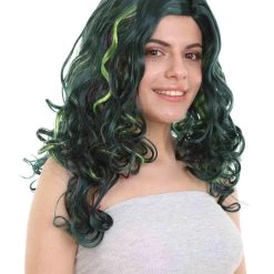 HPO Women's Green Wicked Witch Womens Wig | Horror Blue Green Two Toned Halloween Wig | Premium Breathable Capless Cap 12 HPO Women's Green Wicked Witch Womens Wig | Horror Blue Green Two Toned Halloween Wig | Premium Breathable Capless Cap