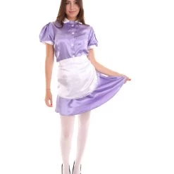HPO Adult Women's French Apron Maid Uniform Costume | Medium Purple Cosplay Costume