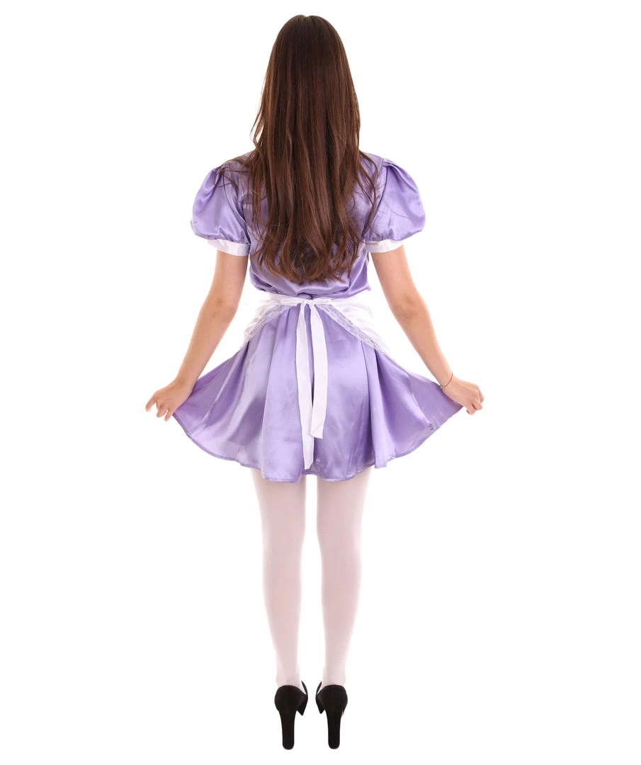 HPO Adult Women's French Apron Maid Uniform Costume | Medium Purple Cosplay Costume 4 HPO Adult Women's French Apron Maid Uniform Costume | Medium Purple Cosplay Costume