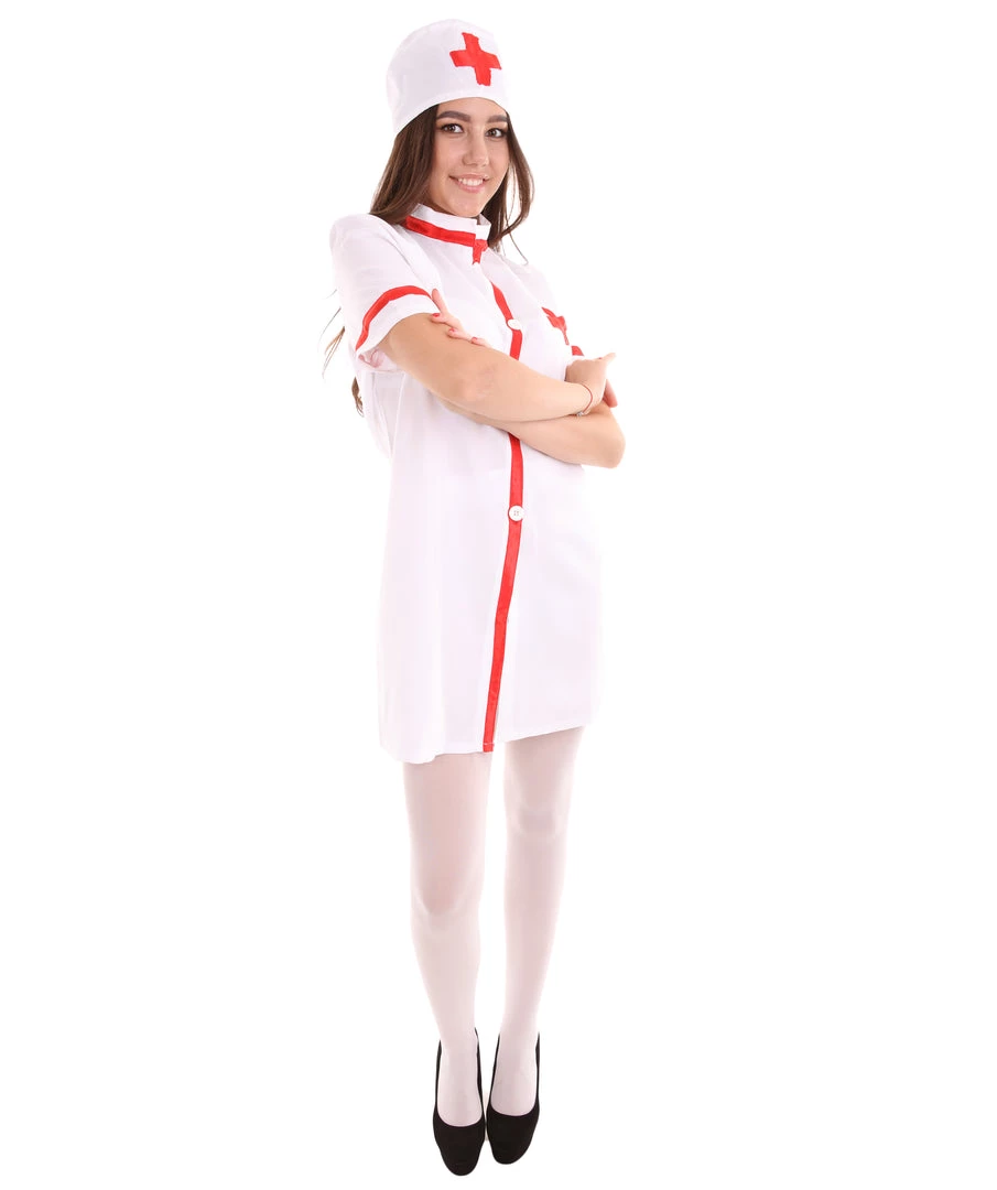 HPO Adult Women's Nurse Costume | White & Red Cosplay Costume 5 HPO Adult Women's Nurse Costume | White & Red Cosplay Costume