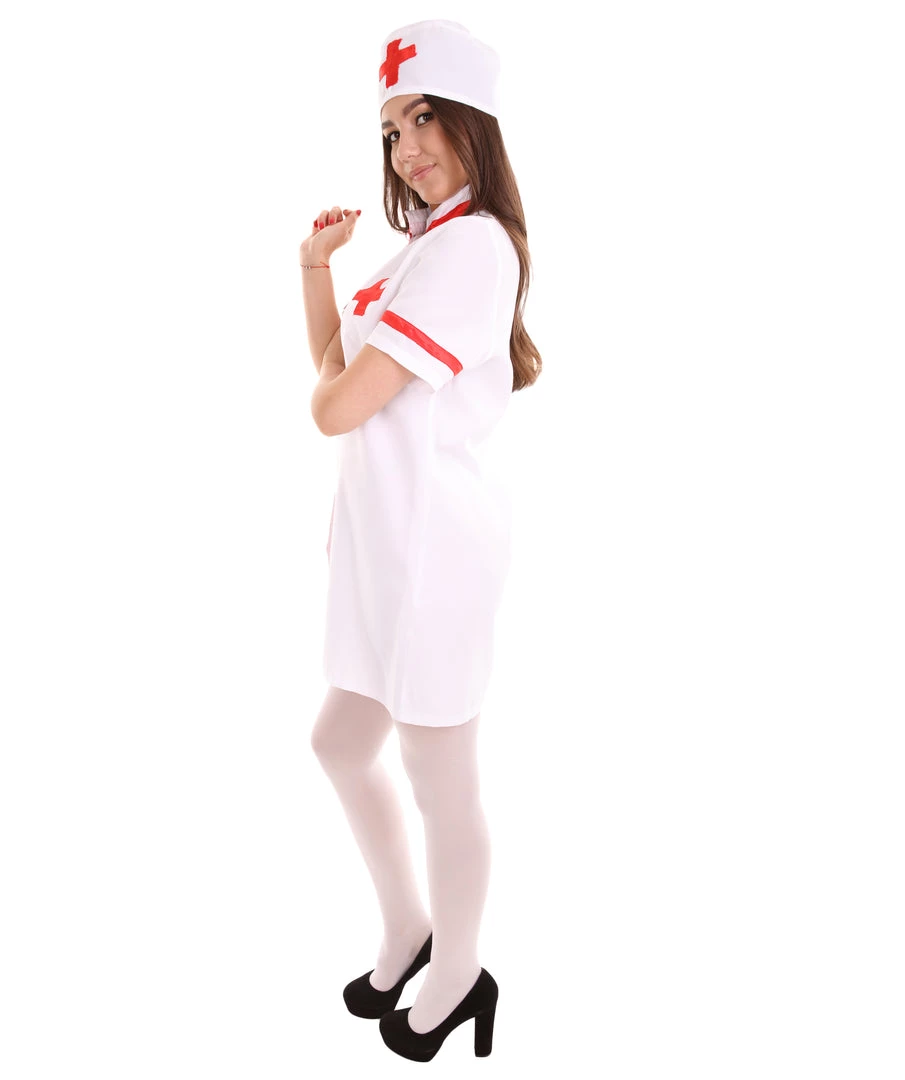 HPO Adult Women's Nurse Costume | White & Red Cosplay Costume 2 HPO Adult Women's Nurse Costume | White & Red Cosplay Costume