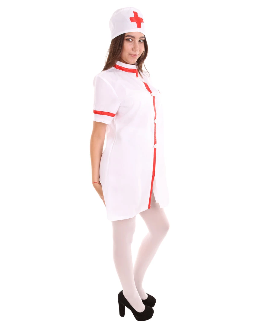 HPO Adult Women's Nurse Costume | White & Red Cosplay Costume 4 HPO Adult Women's Nurse Costume | White & Red Cosplay Costume