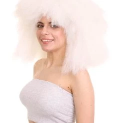 HPO Extra Large Australian Singer Bob Womens Wigs | White Bob Pop Star Wigs | Premium Breathable Capless Cap Men's