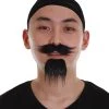 HPO Pirate Facial Hair Combo | Men's Black Color Straight Thick Pirate Mustache And Beard Combo