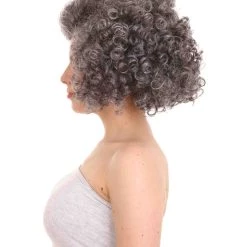 HPO Old Lady Grey Womens Wig | Grandma Character Short Cosplay Halloween Wig | Premium Breathable Capless Cap Women's