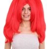 HPO Women's Womens Clown Girl Ponytail Red Wig | Super Jumbo Character Cosplay Halloween Wig | Premium Breathable Capless Cap