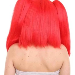 HPO Women's Womens Clown Girl Ponytail Red Wig | Super Jumbo Character Cosplay Halloween Wig | Premium Breathable Capless Cap