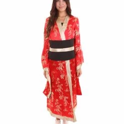 HPO Adult Women's Deluxe Geisha Embroidery Costume | Red Cosplay Costume