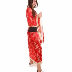 HPO Adult Women's Deluxe Geisha Embroidery Costume | Red Cosplay Costume