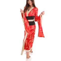 HPO Adult Women's Deluxe Geisha Embroidery Costume | Red Cosplay Costume