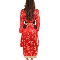 HPO Adult Women's Deluxe Geisha Embroidery Costume | Red Cosplay Costume