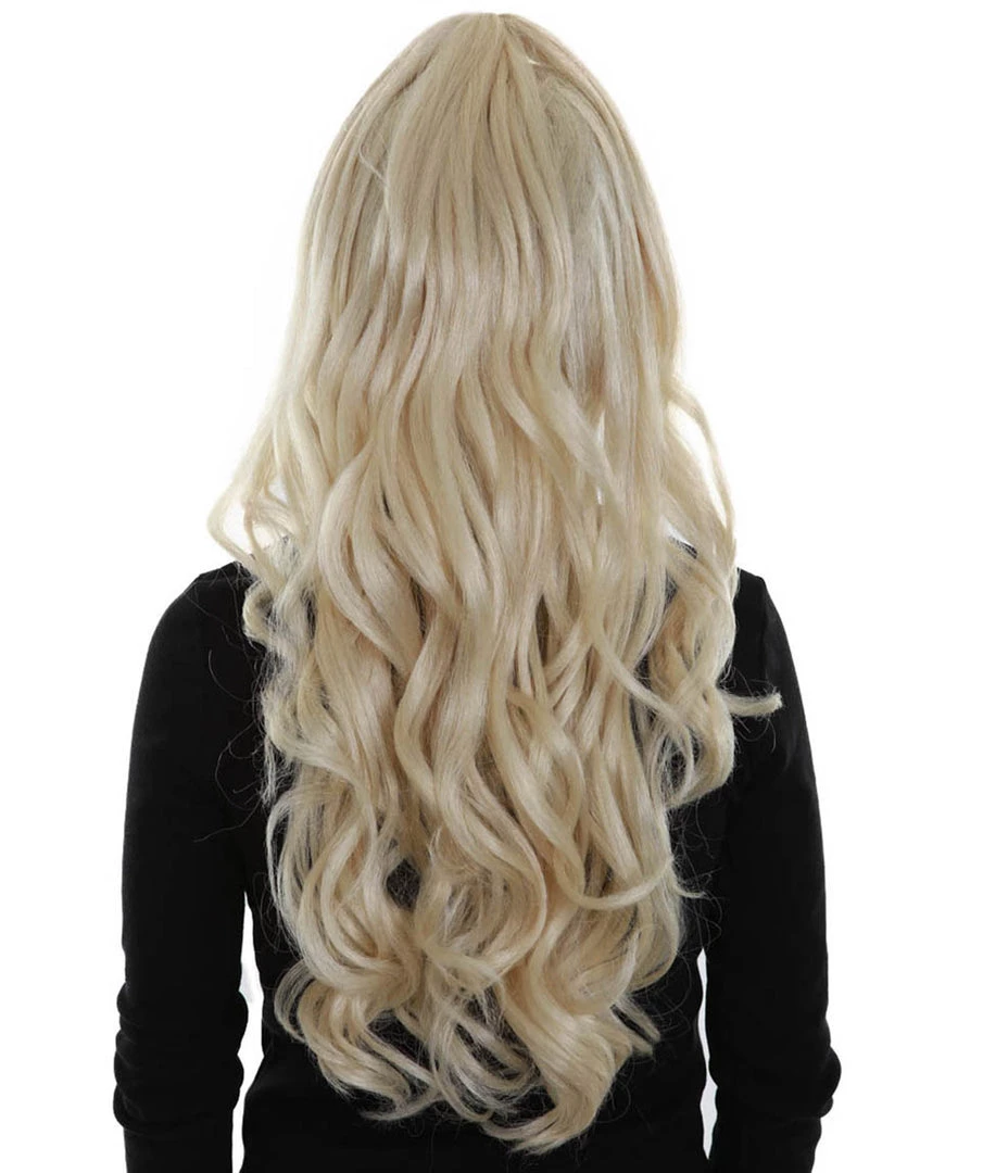 BC Women's Blonde Color Wavy Medium Length High Ponytail Trendy Pop Star Diva Wig 4 BC Women's Blonde Color Wavy Medium Length High Ponytail Trendy Pop Star Diva Wig
