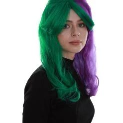 BC Women's Two Tone Green And Purple Color Wavy Medium Length Trendy Galactic Maiden Wig 14 BC Women's Two Tone Green And Purple Color Wavy Medium Length Trendy Galactic Maiden Wig