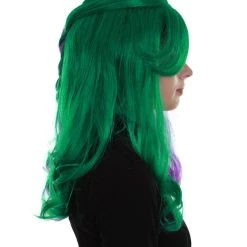 BC Women's Two Tone Green And Purple Color Wavy Medium Length Trendy Galactic Maiden Wig 13 BC Women's Two Tone Green And Purple Color Wavy Medium Length Trendy Galactic Maiden Wig