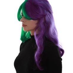 BC Women's Two Tone Green And Purple Color Wavy Medium Length Trendy Galactic Maiden Wig 11 BC Women's Two Tone Green And Purple Color Wavy Medium Length Trendy Galactic Maiden Wig