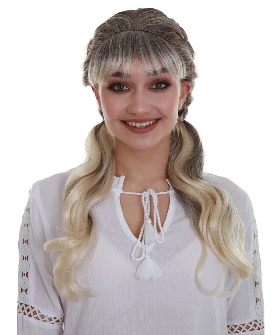 BC Women's Blonde Color Straight Medium Length Pigtails Trendy Wig 1 BC Women's Blonde Color Straight Medium Length Pigtails Trendy Wig