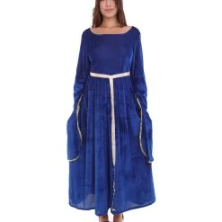 HPO Adult Women's Lady Guinevere Medieval Renaissance Costume | Blue Cosplay Costume