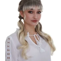 BC Women's Blonde Color Straight Medium Length Pigtails Trendy Wig 14 BC Women's Blonde Color Straight Medium Length Pigtails Trendy Wig