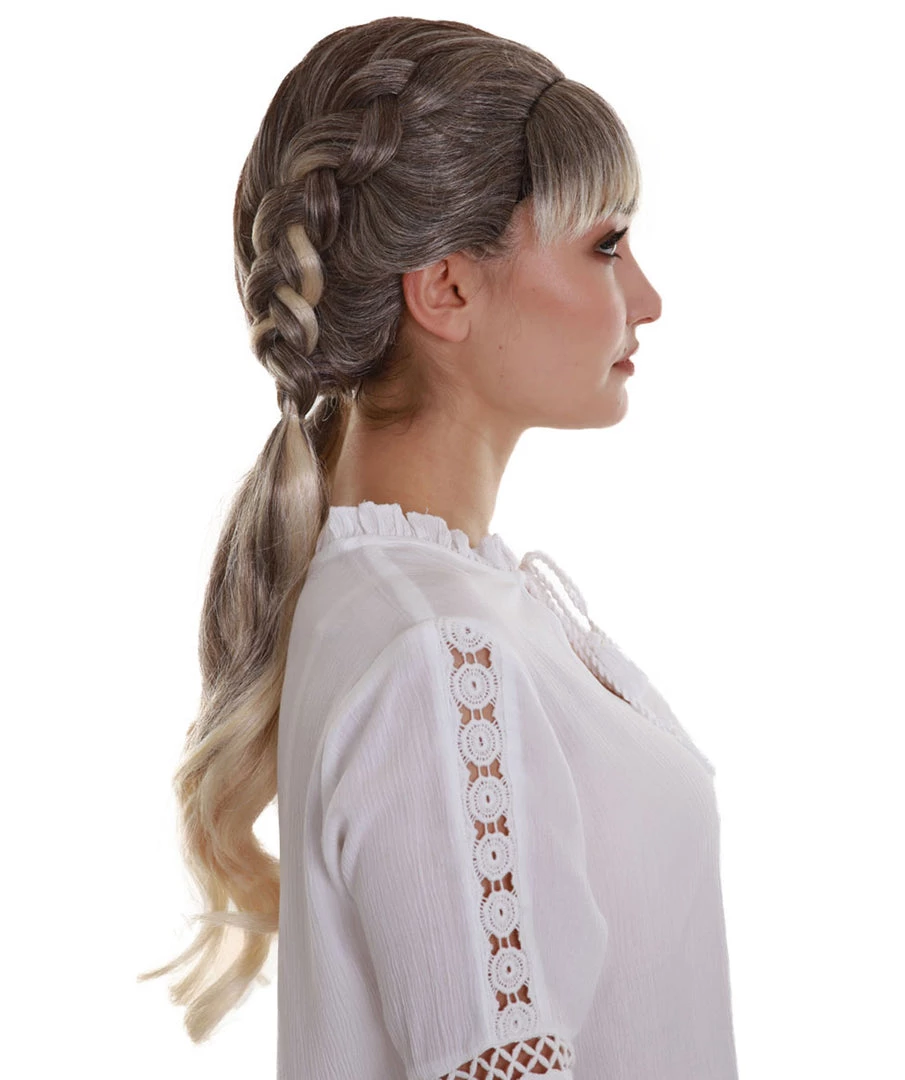 BC Women's Blonde Color Straight Medium Length Pigtails Trendy Wig 5 BC Women's Blonde Color Straight Medium Length Pigtails Trendy Wig