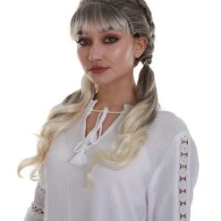 BC Women's Blonde Color Straight Medium Length Pigtails Trendy Wig