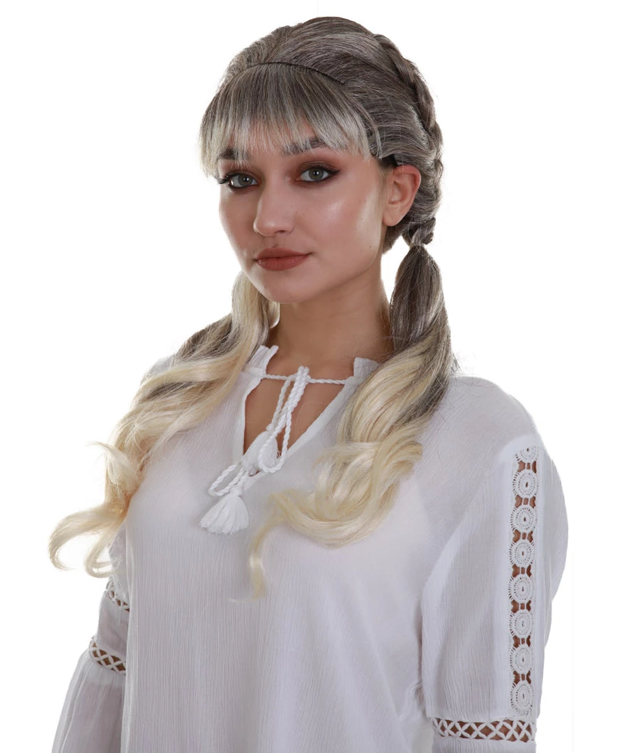 BC Women's Blonde Color Straight Medium Length Pigtails Trendy Wig 2 BC Women's Blonde Color Straight Medium Length Pigtails Trendy Wig