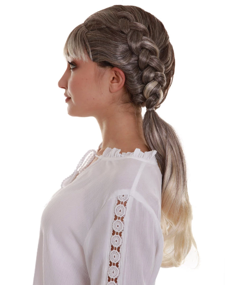 BC Women's Blonde Color Straight Medium Length Pigtails Trendy Wig 3 BC Women's Blonde Color Straight Medium Length Pigtails Trendy Wig