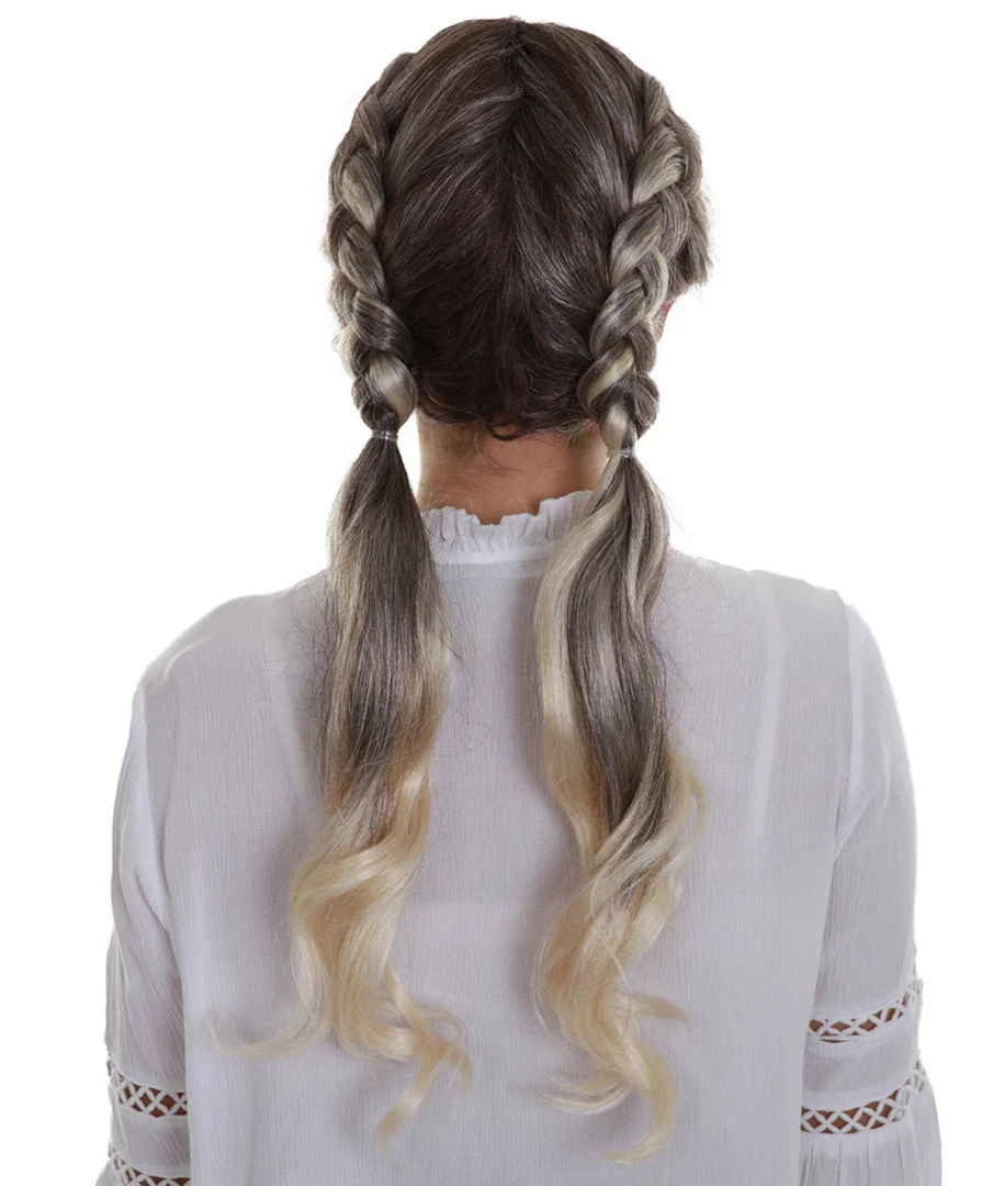 BC Women's Blonde Color Straight Medium Length Pigtails Trendy Wig 4 BC Women's Blonde Color Straight Medium Length Pigtails Trendy Wig