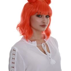 BC Space Buns | Women's Orange Color Straight Shoulder Length Trendy Space Buns Wig 14 BC Space Buns | Women's Orange Color Straight Shoulder Length Trendy Space Buns Wig