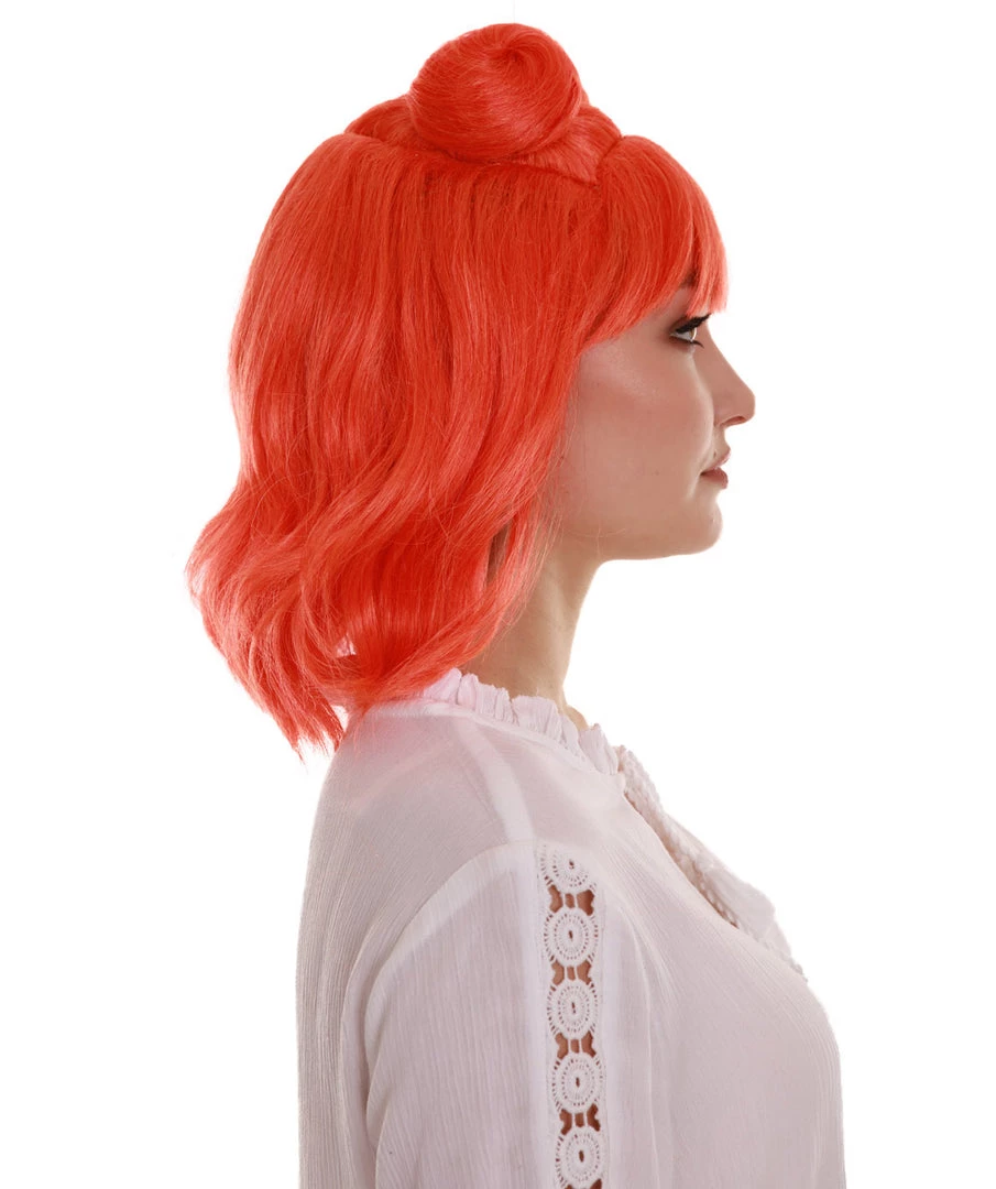 BC Space Buns | Women's Orange Color Straight Shoulder Length Trendy Space Buns Wig 5 BC Space Buns | Women's Orange Color Straight Shoulder Length Trendy Space Buns Wig