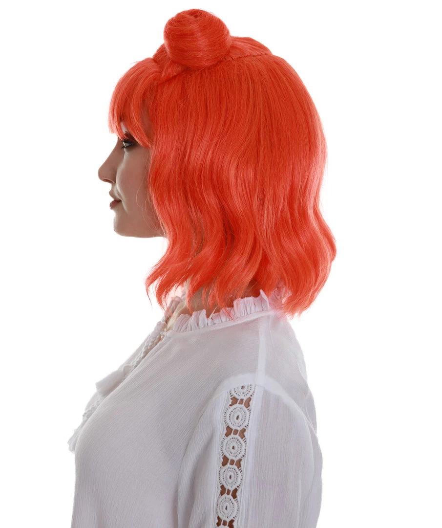 BC Space Buns | Women's Orange Color Straight Shoulder Length Trendy Space Buns Wig 3 BC Space Buns | Women's Orange Color Straight Shoulder Length Trendy Space Buns Wig