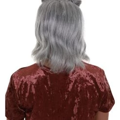 BC Space Buns | Women's Grey Color Straight Shoulder Length Trendy Space Buns Wig