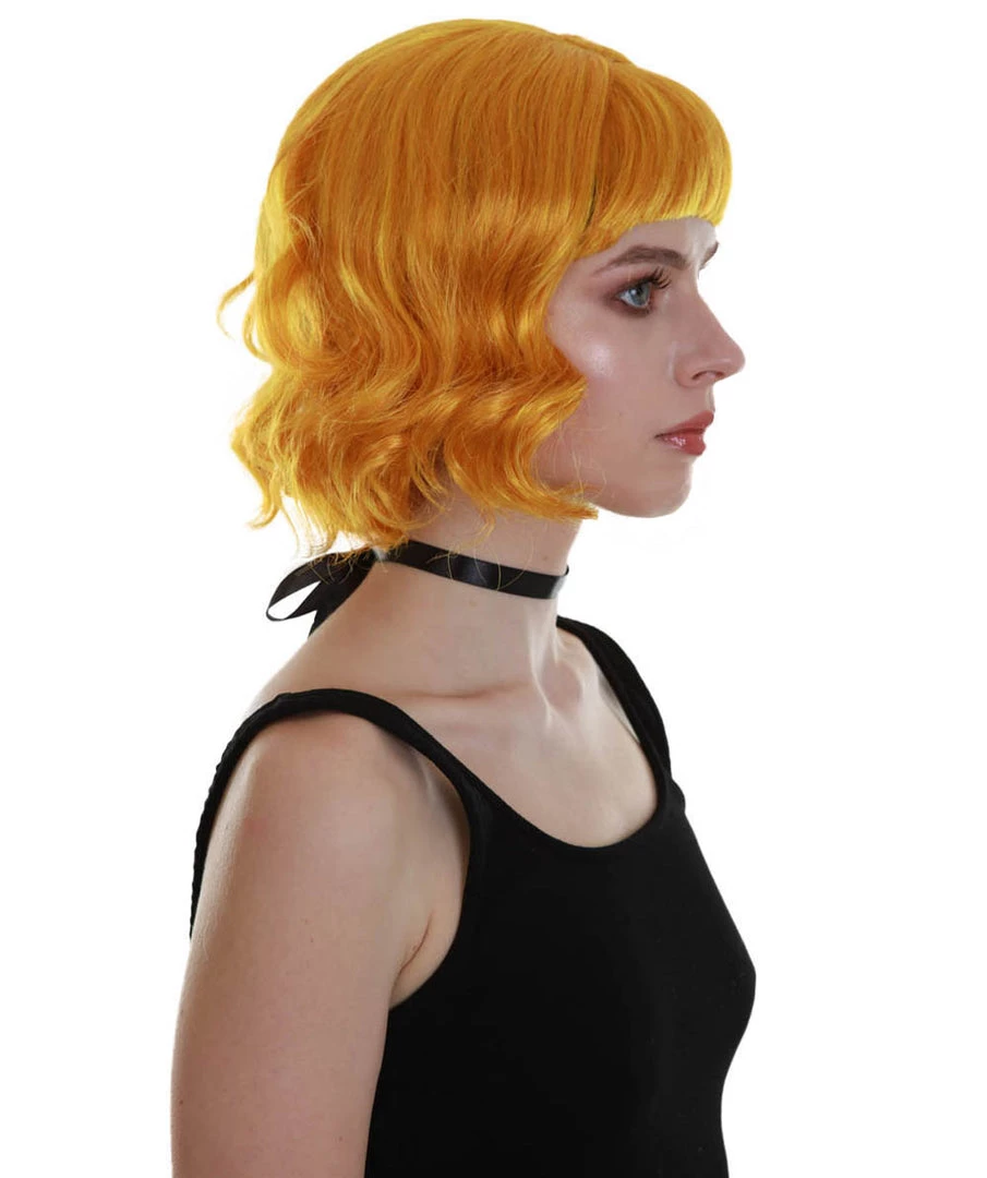 BC Adult Women's Gold Color Wavy Shoulder Length Trendy Wig 4 BC Adult Women's Gold Color Wavy Shoulder Length Trendy Wig