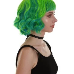 BC Ray Of Light | Women's Green Color Wavy Shoulder Length Trendy Ray Of Light Wig