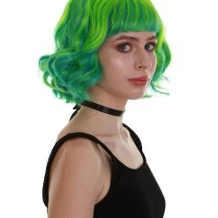 BC Ray Of Light | Women's Green Color Wavy Shoulder Length Trendy Ray Of Light Wig