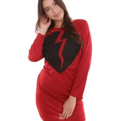 HPO Adult Women's My Heart Is Broken Wine Dress Costume | Red Cosplay Costume