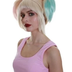 HPO Fabulous Villain | Women's Multi Color Straight Shoulder Pigtails Length Trendy Fabulous Villain Wig