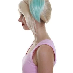 HPO Fabulous Villain | Women's Multi Color Straight Shoulder Pigtails Length Trendy Fabulous Villain Wig