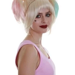 HPO Fabulous Villain | Women's Multi Color Straight Shoulder Pigtails Length Trendy Fabulous Villain Wig