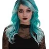 BC Women's Teal Color Wavy Medium Length Trendy Aquatic Princess Wig