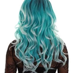 BC Women's Teal Color Wavy Medium Length Trendy Aquatic Princess Wig 12 BC Women's Teal Color Wavy Medium Length Trendy Aquatic Princess Wig