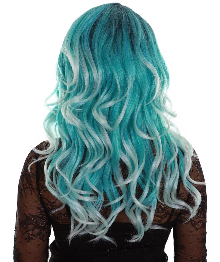 BC Women's Teal Color Wavy Medium Length Trendy Aquatic Princess Wig 4 BC Women's Teal Color Wavy Medium Length Trendy Aquatic Princess Wig